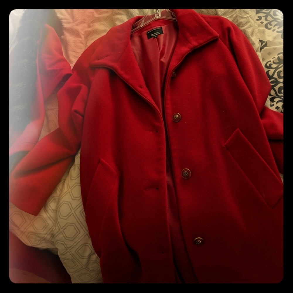 Dennis Basso trench coat with fluffy hood add-on